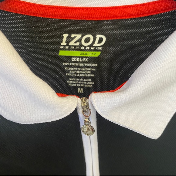 Woman’s IZOD Sleeveless Collared Zip front Black and White Athletic Top - Picture 2 of 3